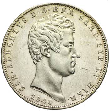 Carlo Alberto - 5 lire 1840 Genova ... 