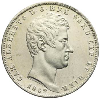 Carlo Alberto - 5 lire 1842 Genova ... 