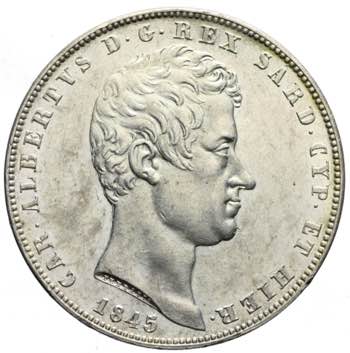 Carlo Alberto - 5 lire 1845 Genova ... 