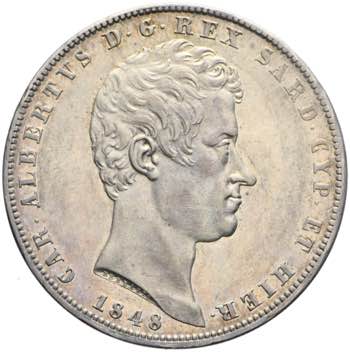 Carlo Alberto - 5 lire 1848 Torino ... 