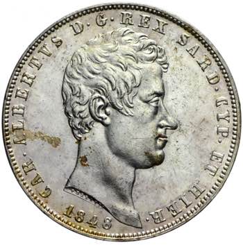 Carlo Alberto - 5 lire 1848 Genova ... 
