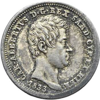 Carlo Alberto - 25 centesimi 1833 ... 