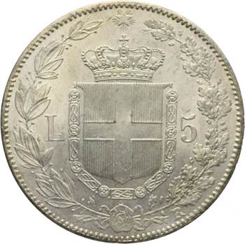 Umberto I - 5 lire 1879 Roma Ag. 5 ... 