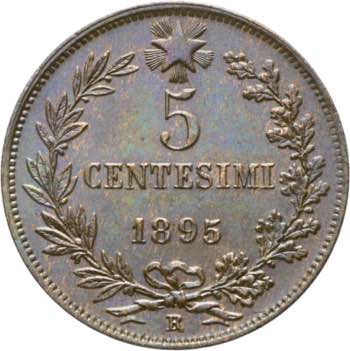 Umberto I - 5 centesimi 1895 Roma ... 