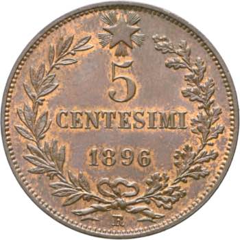 Umberto I - 5 centesimi 1896 Roma ... 