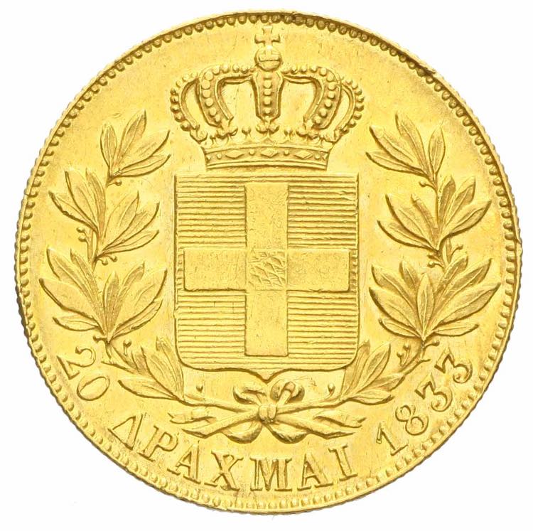 Grecia - 20 dracme 1833 oro. 20 ... 