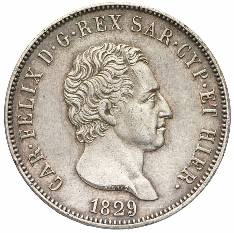 Carlo Felice - 5 lire 1829 Torino ... 