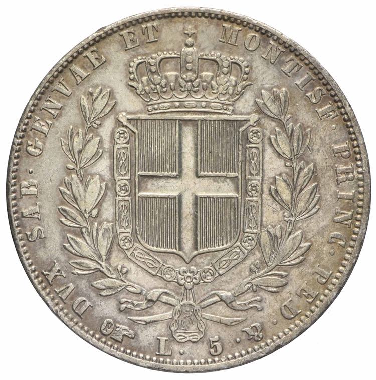 Carlo Alberto - 5 lire 1844 Torino ... 