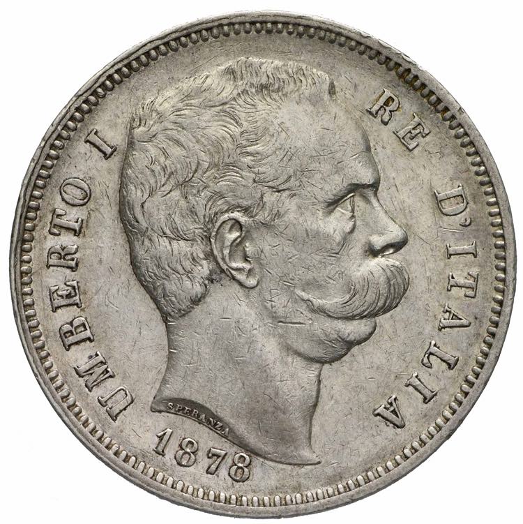 Umberto I - 5 lire 1878 Roma Ag. 5 ... 