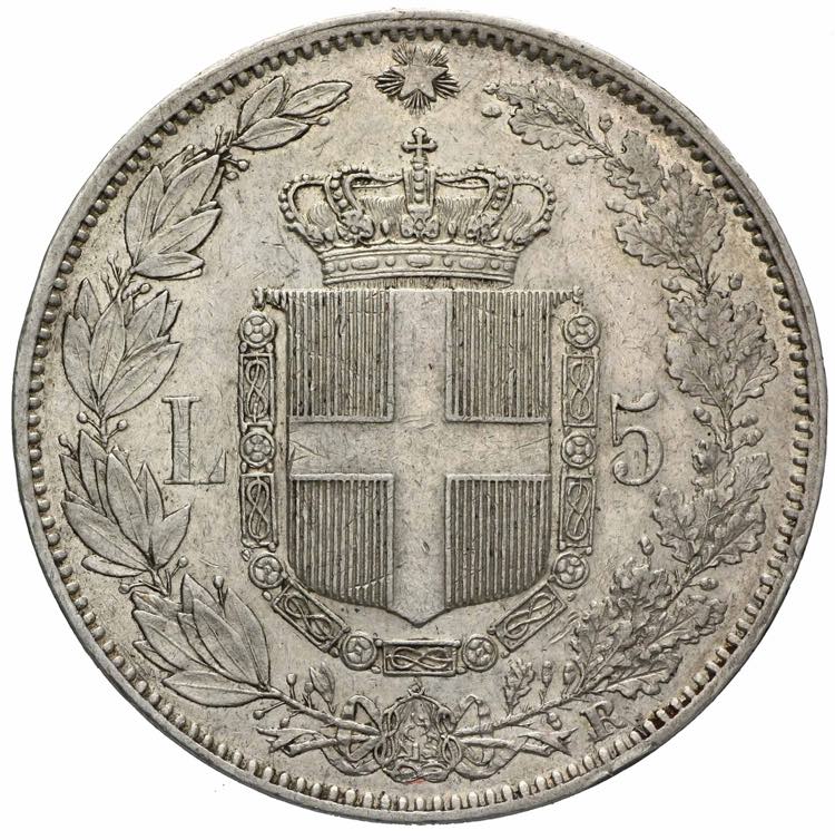 Umberto I - 5 lire 1878 Roma Ag. 5 ... 
