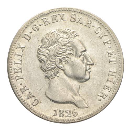 Carlo Felice - 5 lire 1827 Genova ... 