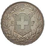 Svizzera - 5 franchi Berna 1890 Ag. 5 ... 