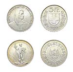Svizzera - Svizzera - lotto di 2 monete, 5 ... 