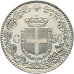 Umberto I - 50 centesimi 1892 Roma Ag. 50 ... 