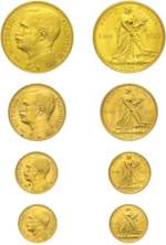 Vittorio Emanuele III - Serie 4 monete 100 - ... 