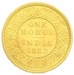India mohur 1882 Calcutta Av. Mohur oro 1882 ... 