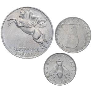 Repubblica italiana - lotto di tre monete 10 ... 