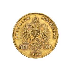 Austria - 10 franchi o 4 fiorini 1870 Av. 10 ... 