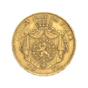 Belgio - Leopoldo II - 20 franchi 1867 Av. ... 