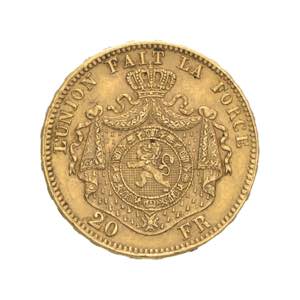 Belgio - Leopoldo II - 20 franchi 1875 Av. ... 