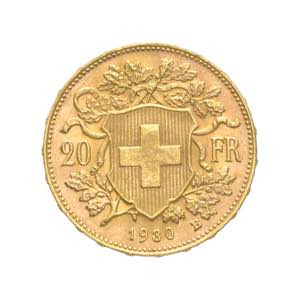 Svizzera - 20 franchi Vreneli 1930 Av. 20 ... 