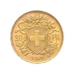 Svizzera - 20 franchi Vreneli 1947 Av. 20 ... 