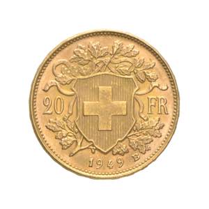 Svizzera - 20 franchi Vreneli 1949 Av. 20 ... 