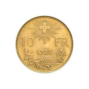 Svizzera - 10 franchi Vreneli 1922 Av. 10 ... 