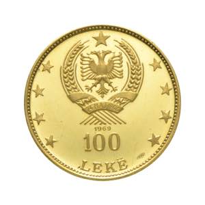 Albania - 100 leke1969 Av. 100 leke oro 1969 ... 