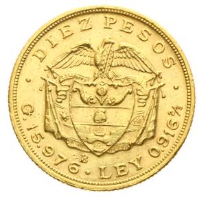 Colombia - 10 pesos 1924 Av. 10 pesos oro ... 