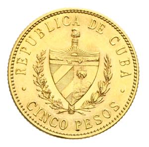 Cuba - 5 pesos 1915 Av. 5 pesos oro 1915, ... 