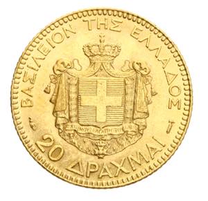 Grecia - Giorgio I 20 dracme 1884 Av. 20 ... 