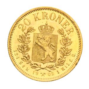 Norvegia - 20 korone 1902 Av. 20 korone oro ... 