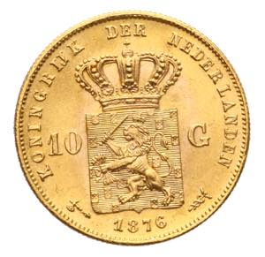 Olanda - Guglielmo III - 10 gulden 1876 Av. ... 