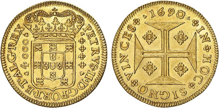 D. Pedro II - Ouro - Moeda 1690, ... 