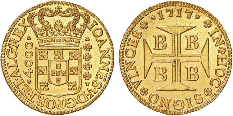 D. João V - Ouro - Moeda 1717 B, ... 