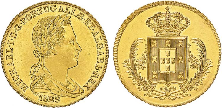 D. Miguel I - Ouro - Peça 1828, ... 