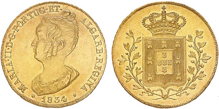 D. Maria II - Ouro - Peça 1834, ... 