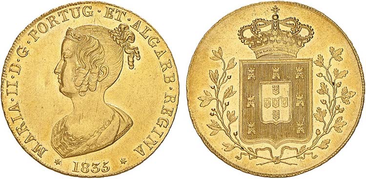 D. Maria II - Ouro - Peça 1835, ... 
