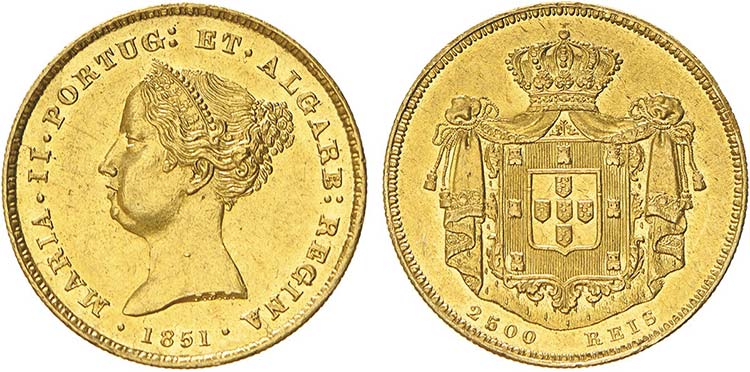 D. Maria II - Ouro - 2500 Réis ... 