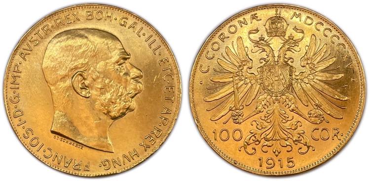Austria - Gold - 100 Corona 1915; ... 