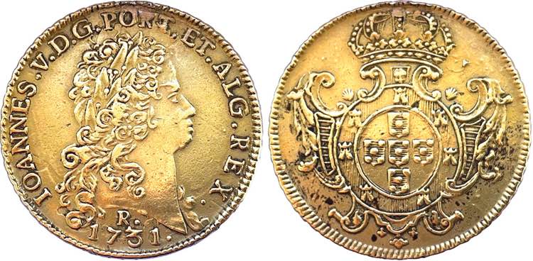 D. João V - Ouro - Dobra 1731 R; ... 