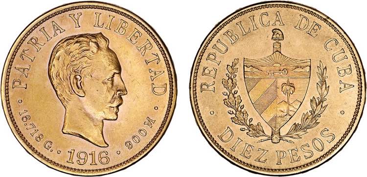 Cuba - Gold - 10 Pesos 1916; ... 