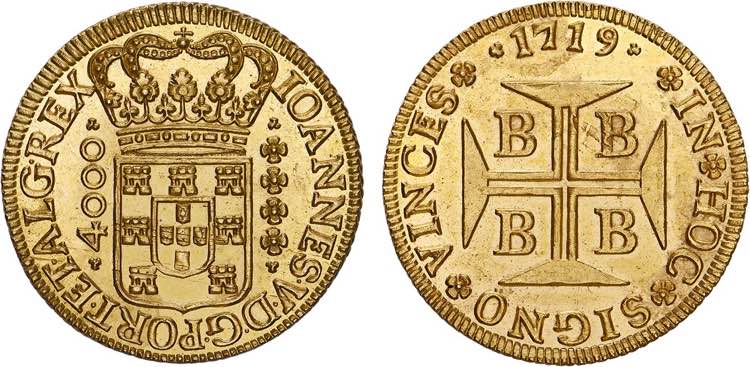 D. João V - Ouro - Moeda 1719 B; ... 