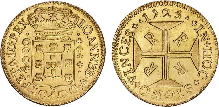 D. João V - Ouro - Moeda 1725 R; ... 