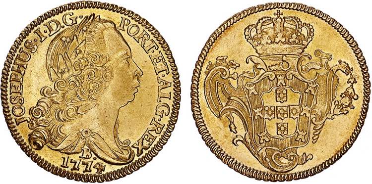 D. José I - Ouro - Peça 1774 B; ... 