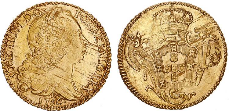 D. José I - Ouro - Peça 1756 R; ... 