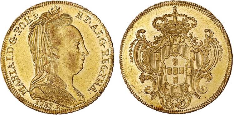 D. Maria I - Ouro - Peça 1787 R; ... 