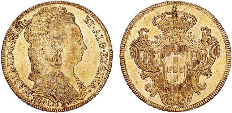 D. Maria I - Ouro - Peça 1791 R; ... 