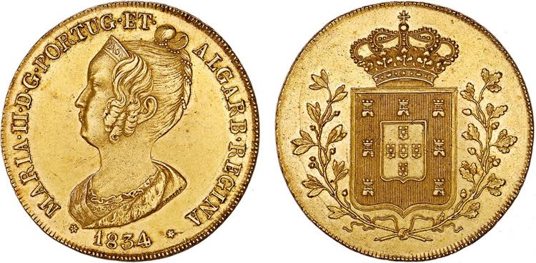D. Maria II - Ouro - Peça 1834; ... 